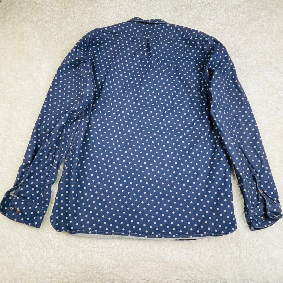Camisa Scotch & Soda Para Hombre 2xl Azul Lunares Manga Larga Algodón Abotonado Foto 2 de 4