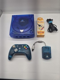 Sega Dreamcast Console Clear Blue With Wirless Controller And Battery Installed 