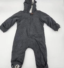 H&M Size 6-9 Months Snowsuit Padded Baby Bunting Organic Cotton Sherpa Lined 