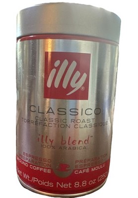 Illy Classico Ground Espresso Coffee, Medium Roast, Classic Roast With Notes 