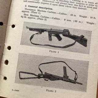 Thompson & Sten Machine Carbine 1944. WW2 British Army Firearms History Book