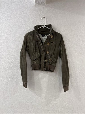 Guess Green Cropped Jacket Size Small Made in the USA Georges Marciano