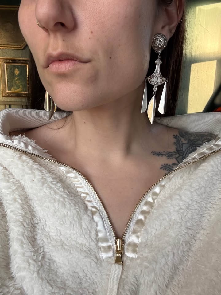 Lightweight Silver Dangle Earrings - image 3