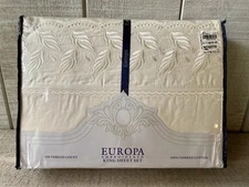 Europa Fine Linens Vintage Sheet Set Embroidered King New