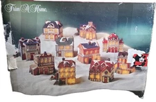 Beautiful 1994 Yi Cheing Dicken’s Trim A Home 10 Pc Christmas Village Set