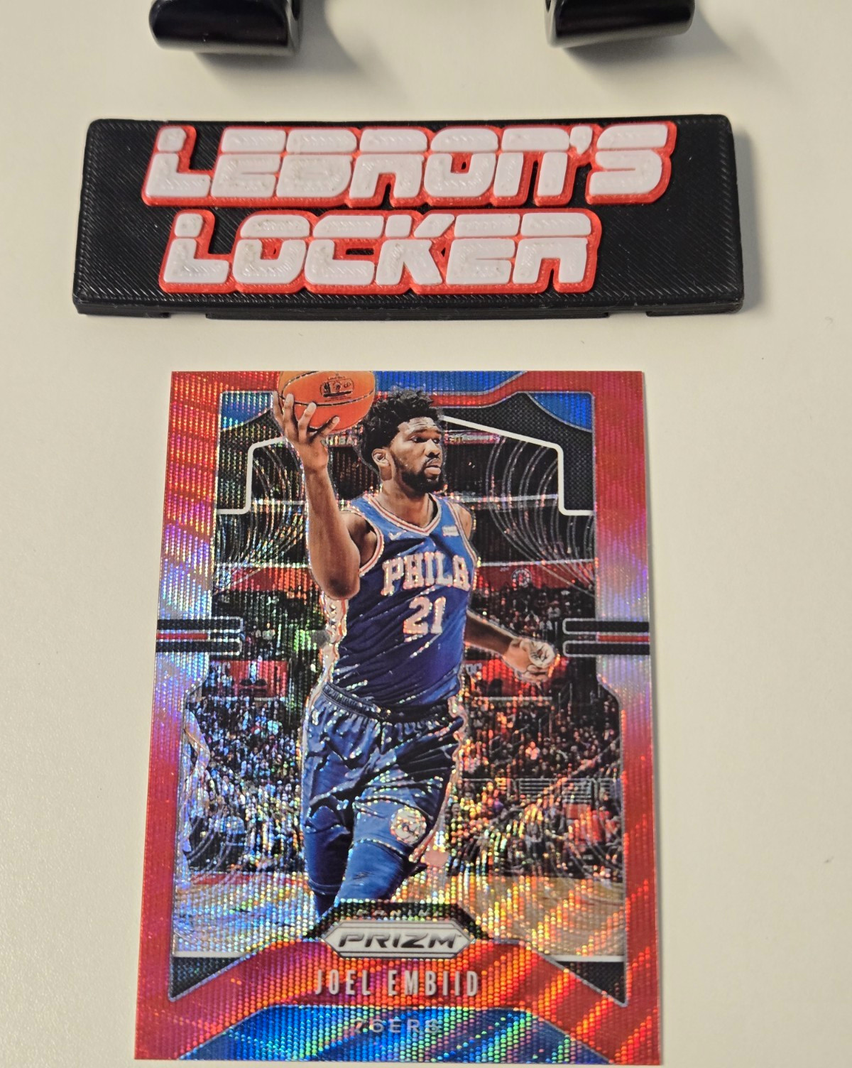 2019-20 Panini Prizm - Ruby Wave Prizm #199 Joel Embiid - Philadelphia 76ers