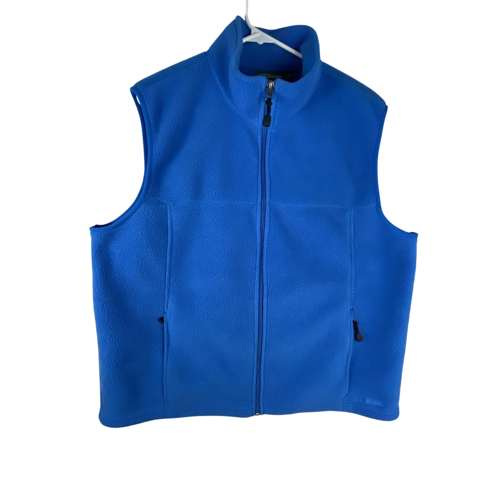 L.L.Bean Vest Mens Large Blue Polartec Fleece Full Zip Pockets Outdoor