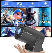 Mini Projector With WiFi and Bluetooth, 180 Rotatable Portable, 150" Smart Wi...