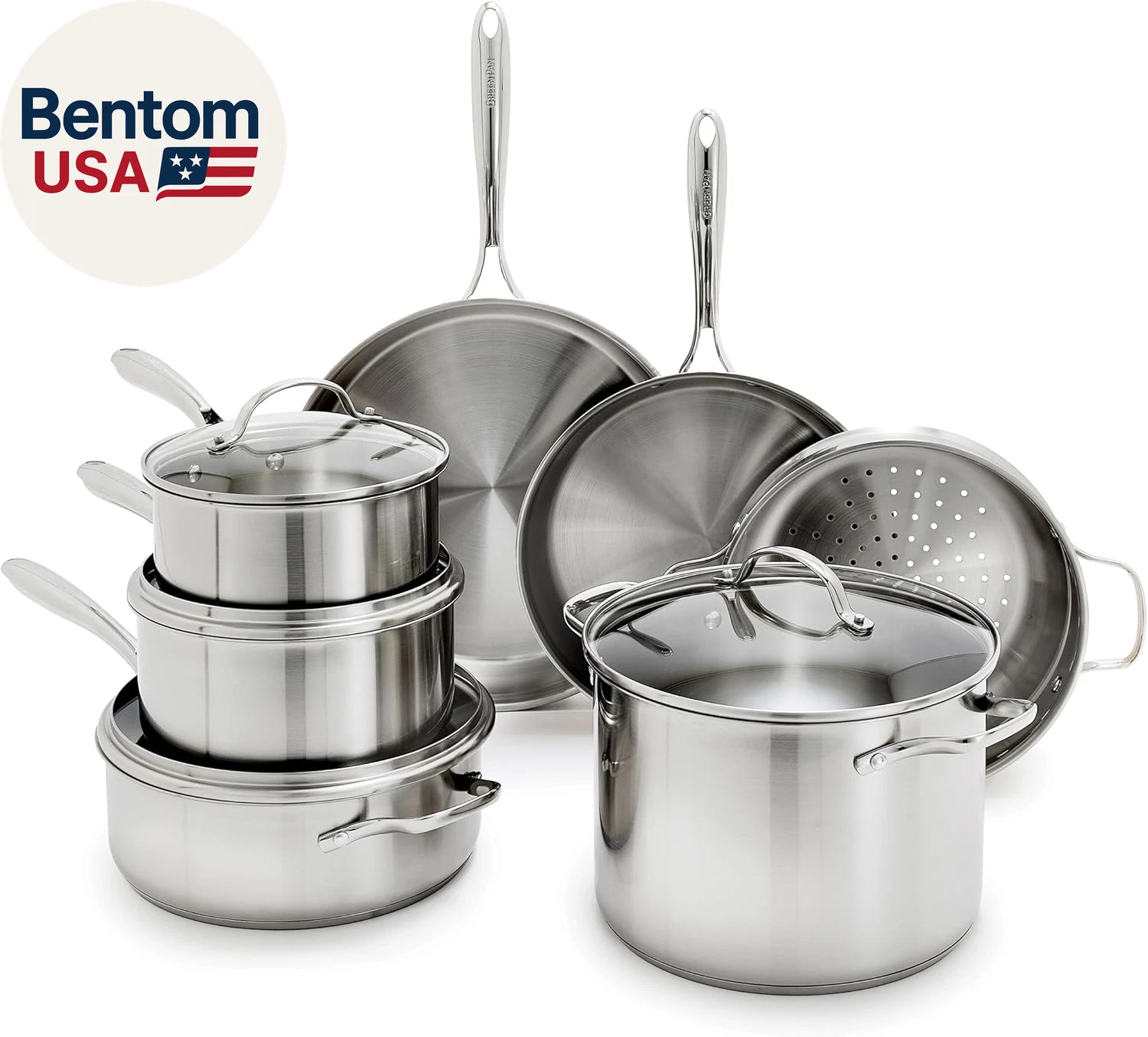 Stainless Steel Cookware Set, 11 Piece, Induction Cookware, Dishwasher Safe, Ove