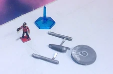 STAR TREK FASA CLASSIC USS ENTERPRISE METAL MINIATURE w/ RED SHIRT GUY (RARE)