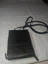 Faux Leather Crossbody bag, small, black 32 inch strap