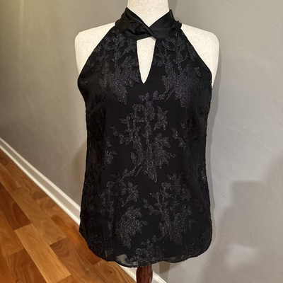 #ad White House Black Market Black Sparkle Top Size 12 $25.00