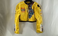 Ritmi Women's Yellow Cropped Moto Jacket K-Pop Demon Hunters Faux Leather Sz S