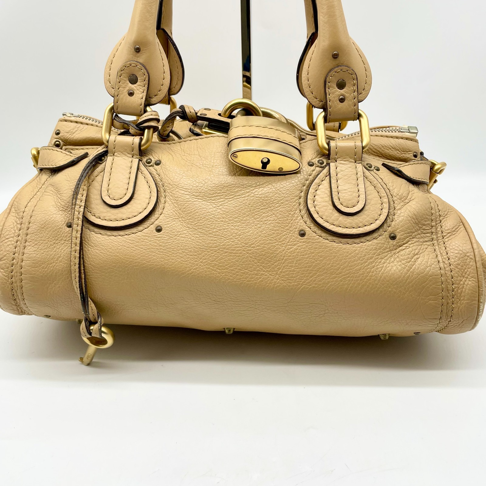 Chloe Paddington Handbag Beige Padlock Gold Hardware Tote bag Y2K Authentic image 2