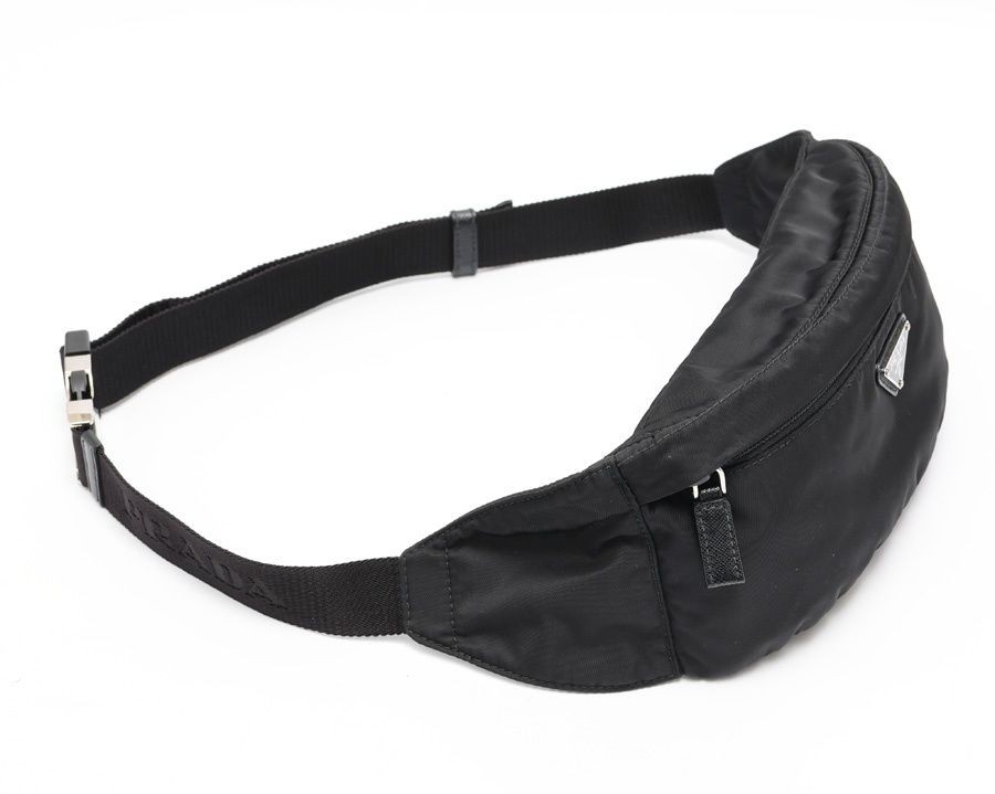 Prada Re-Nylon Belt Bag Black Nylon Used 26x12cm From Japan thumbnail 2