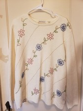 Alfred Dunner Vienna Floral Embroidered Chenille Pullover Sweater Size 2X
