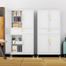 71" Steel Cabinet with Drawer  Wheels, Lockable Tool Locker for Home, Office
