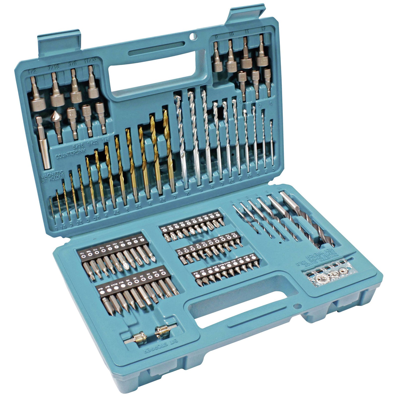 Makita Drill and Bit set 102-piece for wood stone metal