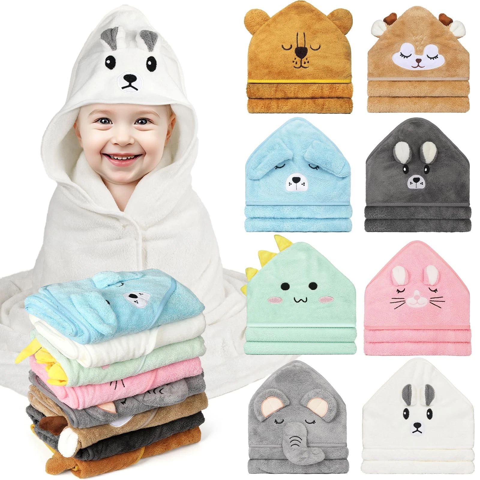 8 Pack Hooded Baby Towels Premium Ultra Soft Baby Bath Towels Coral Fleece So...
Opens in a new wind