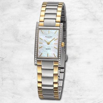 Regent Damenuhr Edelstahl-Armbanduhr Analog Metallarmband silber gold URBA866