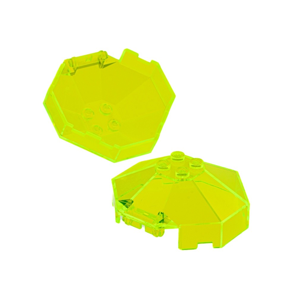 2x lego Cockpit Window 6x6x2 Transparent Neon Green No Axis Hole 241849 2418a