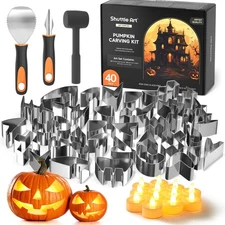 Shuttle Art 40PCS Pumpkin Carving Kit, 22 PCS Stainless Steel Silver 