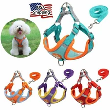 Dog Pet Puppy Mesh Harness Vest Collar Breathable Soft Strap Leash Reflective US