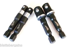 4pcs MILWAUKEE 1/4" & 3/8 SHOCKWAVE IMPACT DRIVER POWER EXTENSION SOCKET BITS