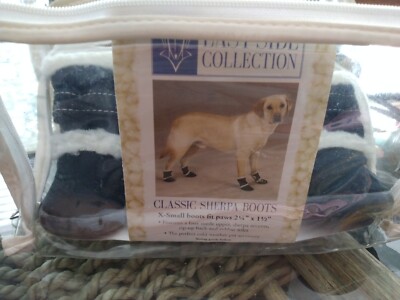 East Side Classic Collection Classic Sherpa Dog Boots Medium Black NEW