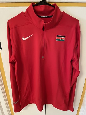 Nike Pro Elite Kenya Track & Field Quarter Zip Red 800534-611 Men s Size Large