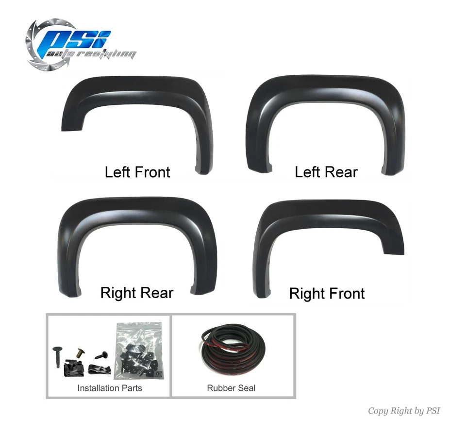 Paintable Extension Fender Flares Fits GMC Sierra 1500 2007-2013 5.8 Ft Bed Only Foto 2 de 3