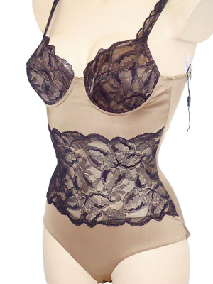 VALERY LINGERIE Designer Damen Body Gr.75B 34B Bronze Shapewear mit Spitze  219 