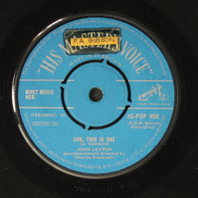 JOHN LEYTON: son this is she / six white horses HIS MASTER'S VOICE