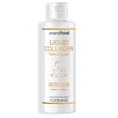 Nanofood Liposomal Liquid Collagen Trim & Glow, CLA + HA, Vanilla Whey Protein