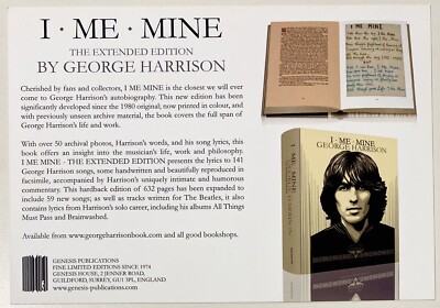 George Harrison  I Me Mine  Genesis Publications Glossy A5 Promo Leaflet Mint