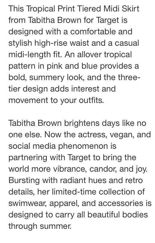 Tabitha Brown x Target Women's Tropical Print Tiered Midi Skirt - NWT Size Small