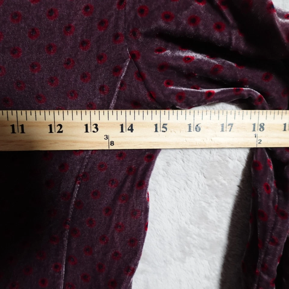 Vestido Steven Alan para mujer talla pequeña 2 terciopelo mezcla seda lunares rojo Foto 3 de 4