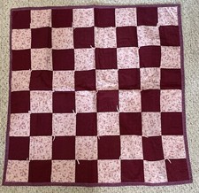 2 Color quilt Handmade Wine and pink Baby floor quilt Crib Stroller 36" Square