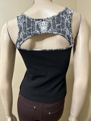 Women’s Black Snake Polyester Casual Summer Open Stretch Slim Size S Blouse Top - Picture 14 of 19