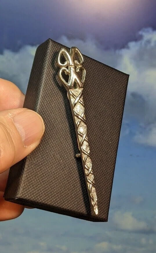 Broche chal escocés nudo celta vintage, en caja de regalo. 80mm Foto 4 de 4