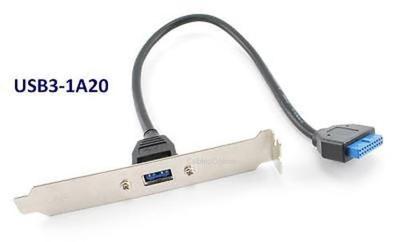 12inch 1-Port USB 3.0 SuperSpeed A-Type Female to 20-Pin Header Bracket Cable 