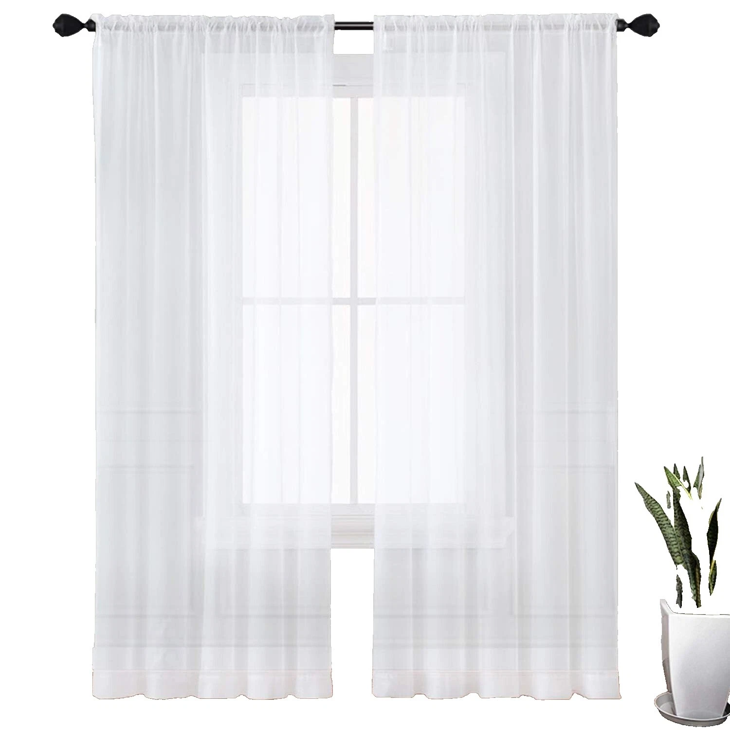 White Blanco Cortinas de Ventana moderna