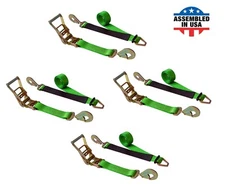 USA 4 Pack 2" x 8' Ratchet Tie Down Axle Strap for Race Car Trailer Car Hauler