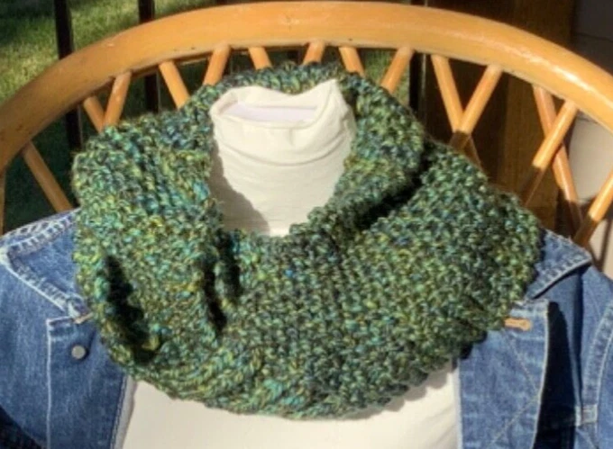 Hand Knit Soft Wool Blend Infinity Scarf