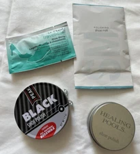 Men Peak Black Shoe Polish Beewax Polish Mitt La Fresh Travel Lite wipe package