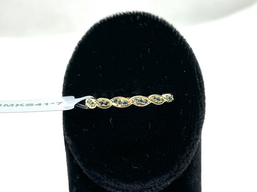 New 9CT Gold Genuine 0.18 CT Blue Diamond Eternity Ring - Size N 1/2 (US 7 1/4) - Picture 5 of 14