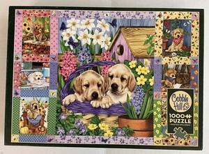 COBBLE HILL PUZZLE ‘PUPPIES AND POSIES QUILT” 1000 PIECES COMPLETE 