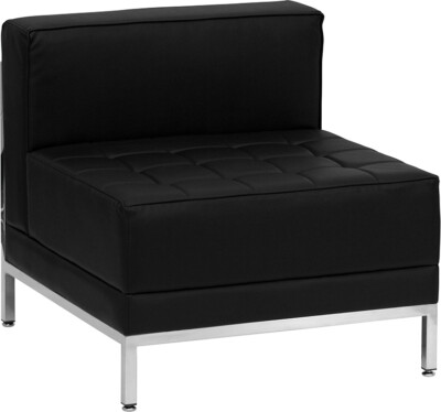 Imagination Series Black Leather Middle Lounge Guest Chair with Metal Frame