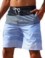 Men's Swim Trunks Quick Dry Bathing Suit Board Shorts Mesh Lining Blue