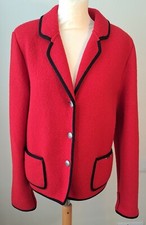 Vintage Geiger Austria Boiled Wool Jacket Red Sz 42 Eu Ladies